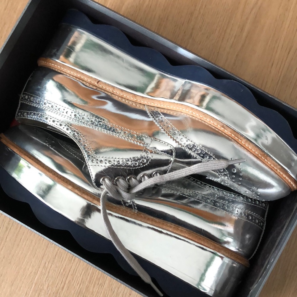 Metallic Prada oxfords